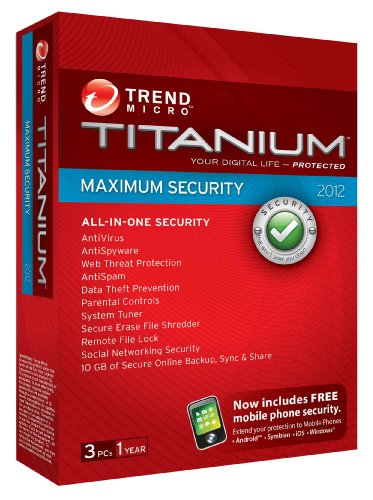Trend Micro Titanium Maximum Security 2012, 3 User, 1 Year Subscription (PC)