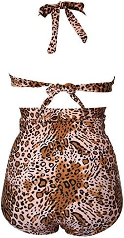 Qiu Womens Retro High Waisted Vintage Bikini Swimwear Swimsuit Bathing Suit
