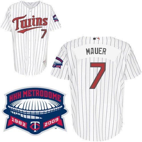 Minnesota Twins Authentic Joe Mauer Home Jersey w/2009 Metrodome Commemorative Patch - White/Navy 48
