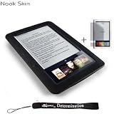 Kroo Nook Electronic Book Reader Slim Silicone Skin Case (Black) + Includes a 4-Inch eBigvalue Determination Hand Strap + Full set of Screen Guard Protector for your Nook