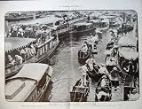 Review Old-print  / 1906 ASCOT RIVER BOULTER'S LOCK BOATS THAMES PEOPLE