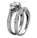 Stainless Steel Women Wedding Ring Sets Bridal Engagement Bands Round CZ Three Stones Size 6