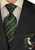 Berioni Hand Made in Italy 100% Woven Silk Mens Neck Tie + Pocket Square Jacquard Woven Tie and Hanky Set Green Beige F1