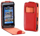 Produkt-Bild: MaryCom PREMIUM QUALIT&Auml;T Leder Handytasche rot f&uuml;r Nokia N8 Smartphone + gratis Displayschutzfolie