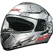 AFX Skull Adult FX-100 Road Race Motorcycle Helmet w/ Free B&F Heart Sticker Bundle - Silver