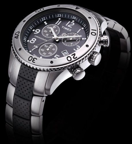 Cover image : [タイメックス]TIMEX 腕時計 Tシリーズ シティスポーツ ブラック文字盤 ステンレスラバーコンビブレス T2M706 メンズ [正規輸入品]