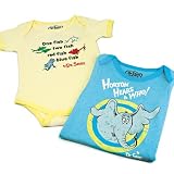 Bumkins Dr. Seuss Vintage Ringter Bodysuit, 2 Pack, Neutral, 3 Months