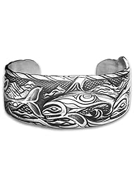 Sterling Silver Solitude Northwest Coast Native American Bracelet. Made in USA.