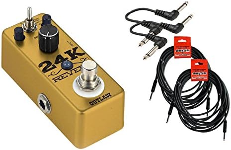 Outlaw FX 24K 3-Mode Reverb Cable Bundle w/ 4 free Items: 2x 18.6' Strukture Cables, 2x Hosa Patch Cables
