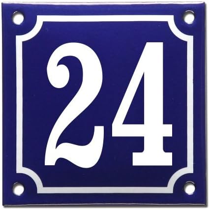 Enamel house number French blue, number 24 by TopEmaille