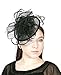 NYFASHION101 Cocktail Fashion Sinamay Fascinator Hat Flower Design & Net S102651, Black