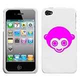 APPLE IPHONE 4 4G PINK MONKEY ON A WHITE HARD CASE COVER