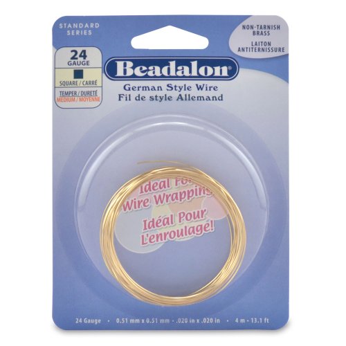 Beadalon Square Non-Tarnish Brass 24-Gauge Wire, 4-Meters