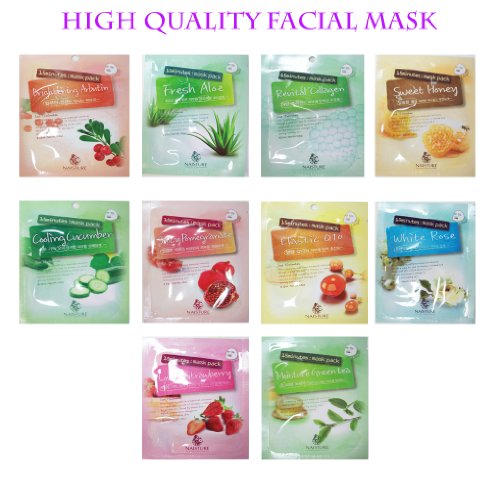 Naisture 15 Min. Collagen Essence Facial Mask Sheet Pack -10kinds 1set