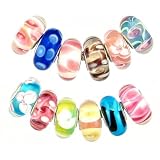 Pandora Style Twelve (12) Piece Charm Bead Set with - Fits Pandora, Troll, Biagi and Charmilia - Exact Assortment as Shown ~ All Single Solid Core Design and Excellent Quality (FB103)