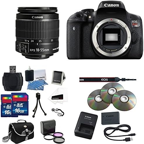 Canon EOS Rebel T6i 24.2 MP Digital SLR Camera with 18-55mm f/3.5-5.6 STM Lens Complete Ultimate Professional Camera Accessory Bundle