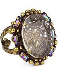 Sorrelli "Raw Sugar" Bold Crystal Filigree Adjustable Goldtone Ring