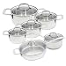 Alpine Cuisine 12 Piece Stainless Steel Cookware Set, Glass Lid