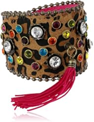 Betsey Johnson "St. Barts" Crystal Leopard Wrap Bracelet, 7.5"