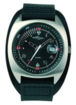 Umbro Gents U481B Black Leather Cuff Watch with Black Dial and Date Feature
