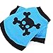 PanDaDa Pet Puppy Dog Blue T-shirt Cat Coat With Black Skull Pattern Clothin...