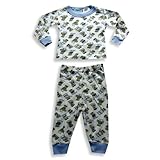 Mon Petit - Infant Boys Long Sleeve Teddy Bear Sports Pajamas, White, Light Blue (Size 12Months)