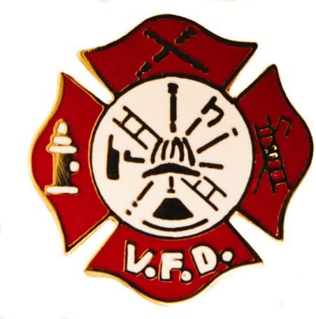 VFD Volunteer Fire Dept Red & White pin hon6606