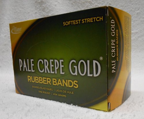 Alliance Rubber 20745 Pale Crepe Gold Rubber Bands Size #74, 1 lb Box Contains Approx. 320 Bands (3 1/2" x 3/8", Golden Crepe)