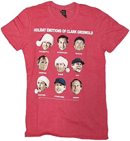 Christmas Vacation Holiday Emotions of Clark Griswold Red Graphic T-Shirt - X-Large