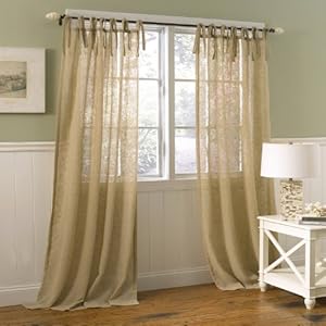 Laura Ashley Danbury Tie Top Window Treatment Panel, 40 by 84-Inch, Oatmeal