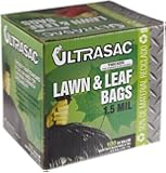 Aluf Plastics 769646 Ultrasac Heavy Duty Professional Quality Lawn and Leaf Trash Bag, 39 Gallon Capacity, 43" Length x 33" Width, Black (Case of 100)