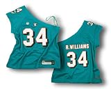 Miami Dolphins Ricky Williams All Sewn Womens NFL One Shoulder Jersey, Aqua