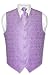 Covona Men's Solid LAVENDER Paisley Design Dress Vest NeckTie Set for Suit or Tuxedo