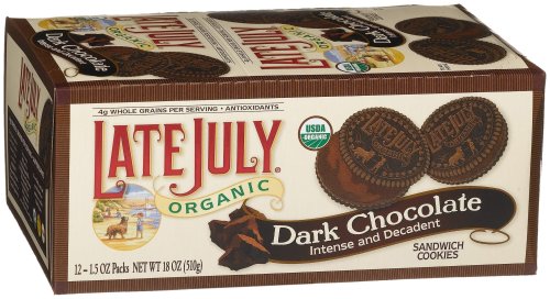 Late July Organic Decadent Dark Chocolate Sandwich Cookies, 12 Count 18-Ounce Boxes (Pack... by Late July