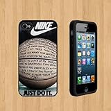 NIKE JUST DO IT QUOTE BASKETBALL Custom Case/Cover FOR Apple iPhone 4 /4S BLACK Rubber Case ( Ship From CA )