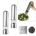 eSecure - 2 x Electronic Motorised Salt & Pepper Mill Grinder - Stainless Steel