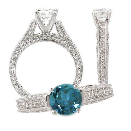 18k Chatham grown 6.5mm round alexandrite engagement 