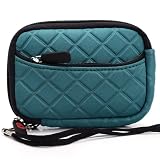 Green Quilted Neoprene Sleeve Carrying Case with Front Zipper Pocket for Disney Princess Digital Point & Shoot Camera + EnvyDeal Velcro Cable Tie