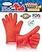 Heat Resistant Silicone BBQ Gloves - Best Oven Gloves - Best Grill Gloves, Great for Cooking, Boiling, Barbecue - Red Color