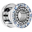 00 Gauge Stainless Steel L. Blue Clear Gem Ball Bearing Screw Fit Tunnel