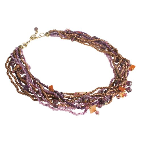 Beads and Copper Violet Necklace Gem of an Idea Fair Trade Gifts