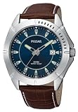 51fkKZDODnL. SL160  Pulsar Mens PXH715 Sport Brown Leather Strap Blue Dial Watch