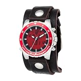 Red Monkey Designs Men's RMB230-SC Monkey Band and Snap Ana-Digi Black Leather Red Dial Watch