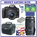 Canon Digital Rebel XSI 12MP Digital SLR Camera (Black) + Canon 18-55mm IS Lens + Canon EF 70-300mm f/4-5.6 IS USM Lens + Two (2) Transcend 4GB Memory Cards + 3-Year Extended Digital SLR Warranty + Willoughby's Accessory Kit