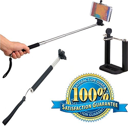 Extendable Selfie Monopod - Self Portrait Camera Extender Stick - Handheld Pole and Clamp for iPhone &amp; Android - Holder Mount Secures Cellular Phone for Picture &amp; Video Shooting - For All Smart Cell Phones - 100% Satisfaction Guarantee - Best Quality Adjustable Pickstick