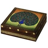 Peacock Gemstone Trinket Keepsake Jewelry Wood Box Gift Ideas