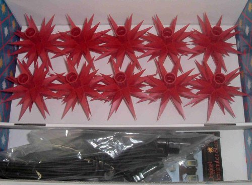 Weihnachtsstern, Adventsstern, original Herrnhut, Kette für Außen, Kunststoff, 10 Sterne a 13 cm, Stern, Sterne, Weihnachtssterne, Adventssterne, Lichterkette, Sternenkette original Herrnhuter Stern, rot