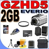 JVC Everio GZ-HD5 60GB Hard Drive HDD 3 CCD Camcorder with 10x Optical Zoom PLUS 2GB MicroSD Memory Card - Extra Rechargeable Battery - Rapid External Charger - UV Filter - GZHD5 BigVALUEInc Accessory Saver Bundle + MORE