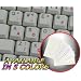 DVORAK SIMPLIFIED KEYBOARD STICKERS WITH RED LETTERING ON TRANSPARENT BACKGROUND