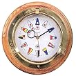 Nautical Brass Porthole Clock on Oak with Nautical Numbers